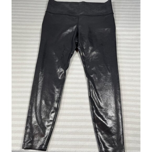 Knix Pants Womens XL Black Faux Leather Leggings High Rise Shiny Stretch Coated - Picture 1 of 9